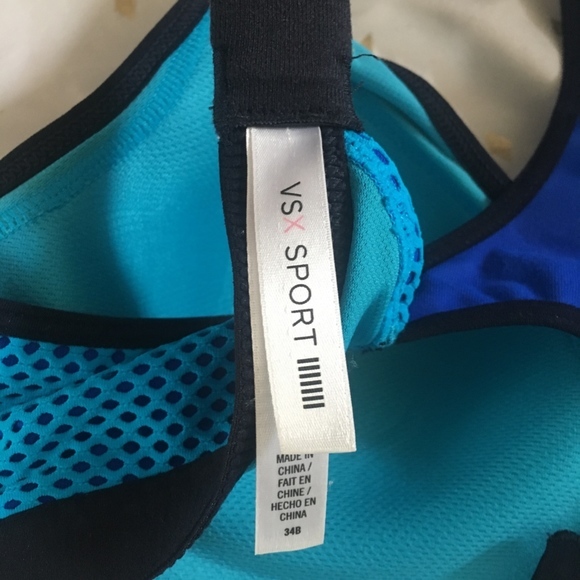NWOT Victoria's Secret Blue Mesh Sports Bra 34B - Picture 6 of 6